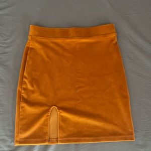 Burnt orange velvet skirt with slit